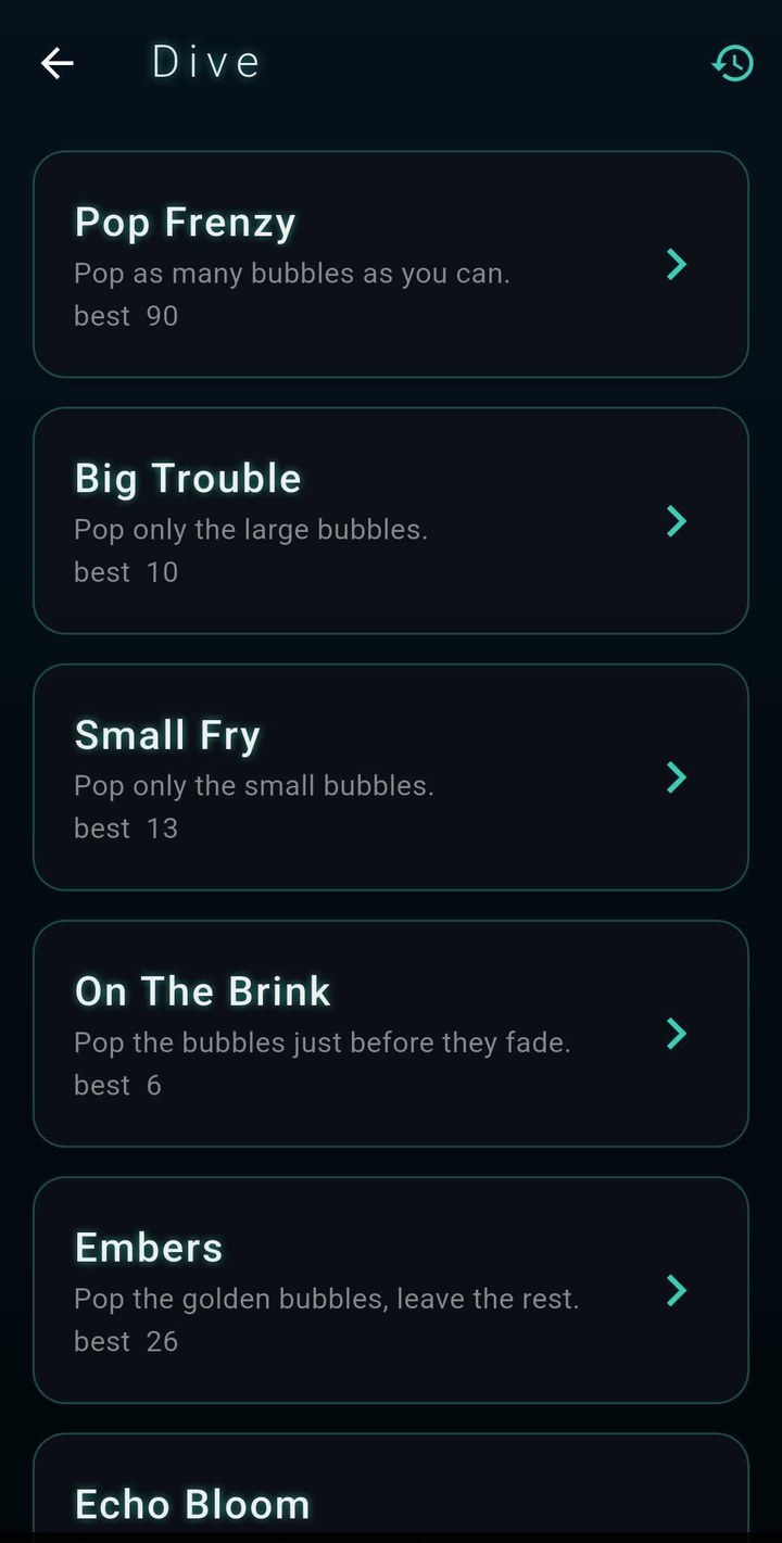 Dive challenge select list